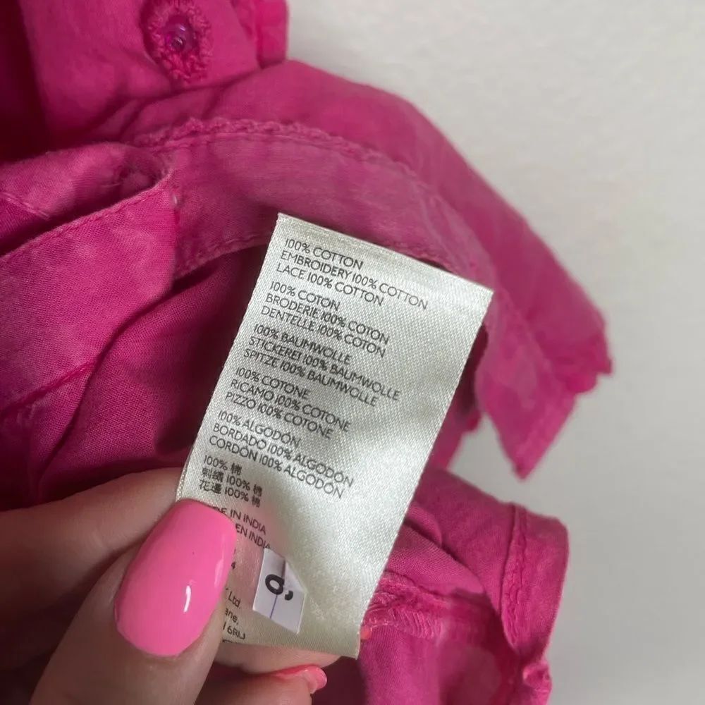 Pilcro Adira Pink Textured Button-Down Small - Picture 8 of 14